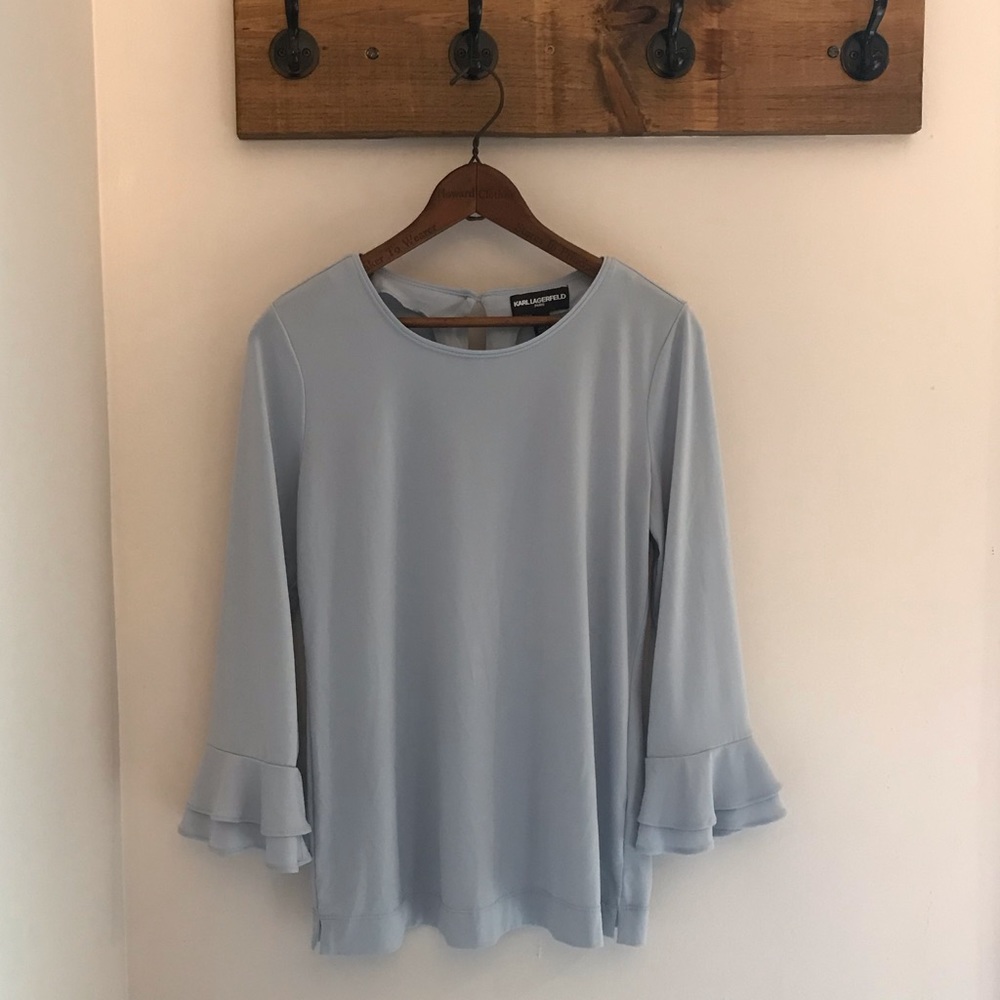 Karl Largerfeld Blue Bell Ruffle Blouse